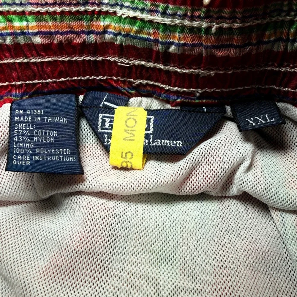 Polo Ralph Lauren Mens XXL Plaid Swim Trunks Red Green Blue Board Shorts Lined